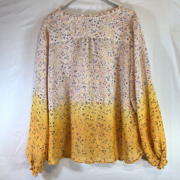 Zac And Rachel Women’s Ombre Yellow Shirt Size 2XL button up casual boho retro - Picture 2 of 13